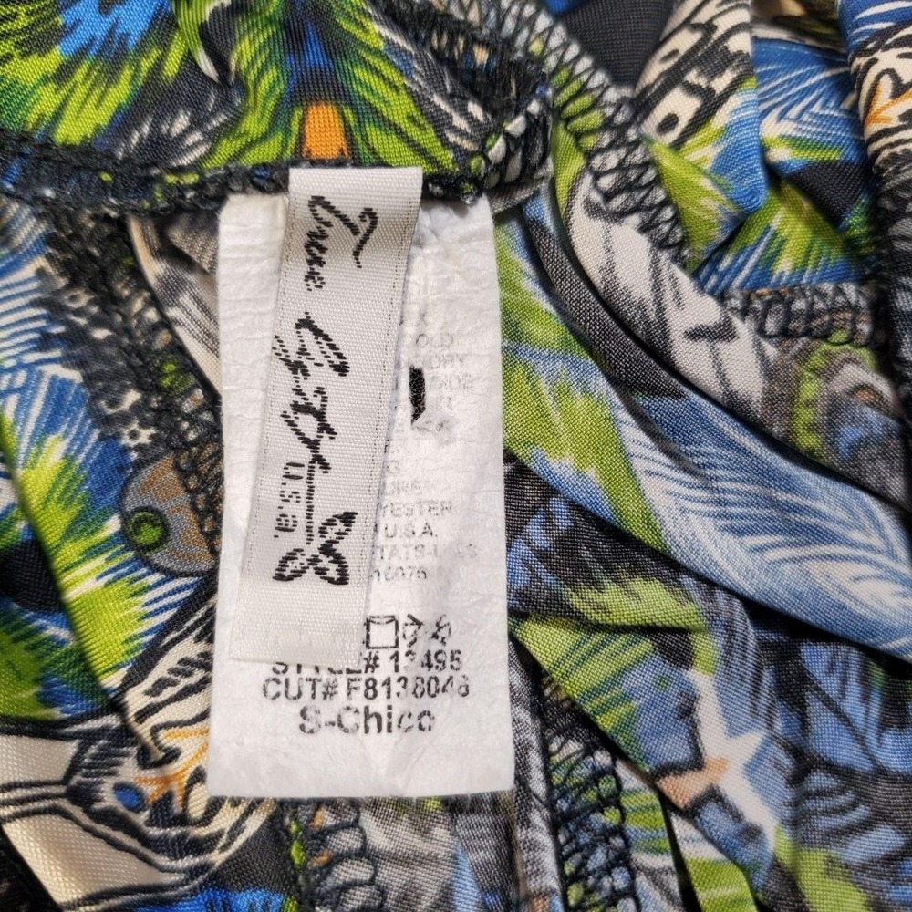 True Light USA Y2K Mandala Peacock Wide Leg Jumpsuit Women S Blue Strapless Boho - Picture 3 of 12